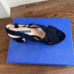 Stuart Weitzman Navy Suede Pointed Toe Pumps